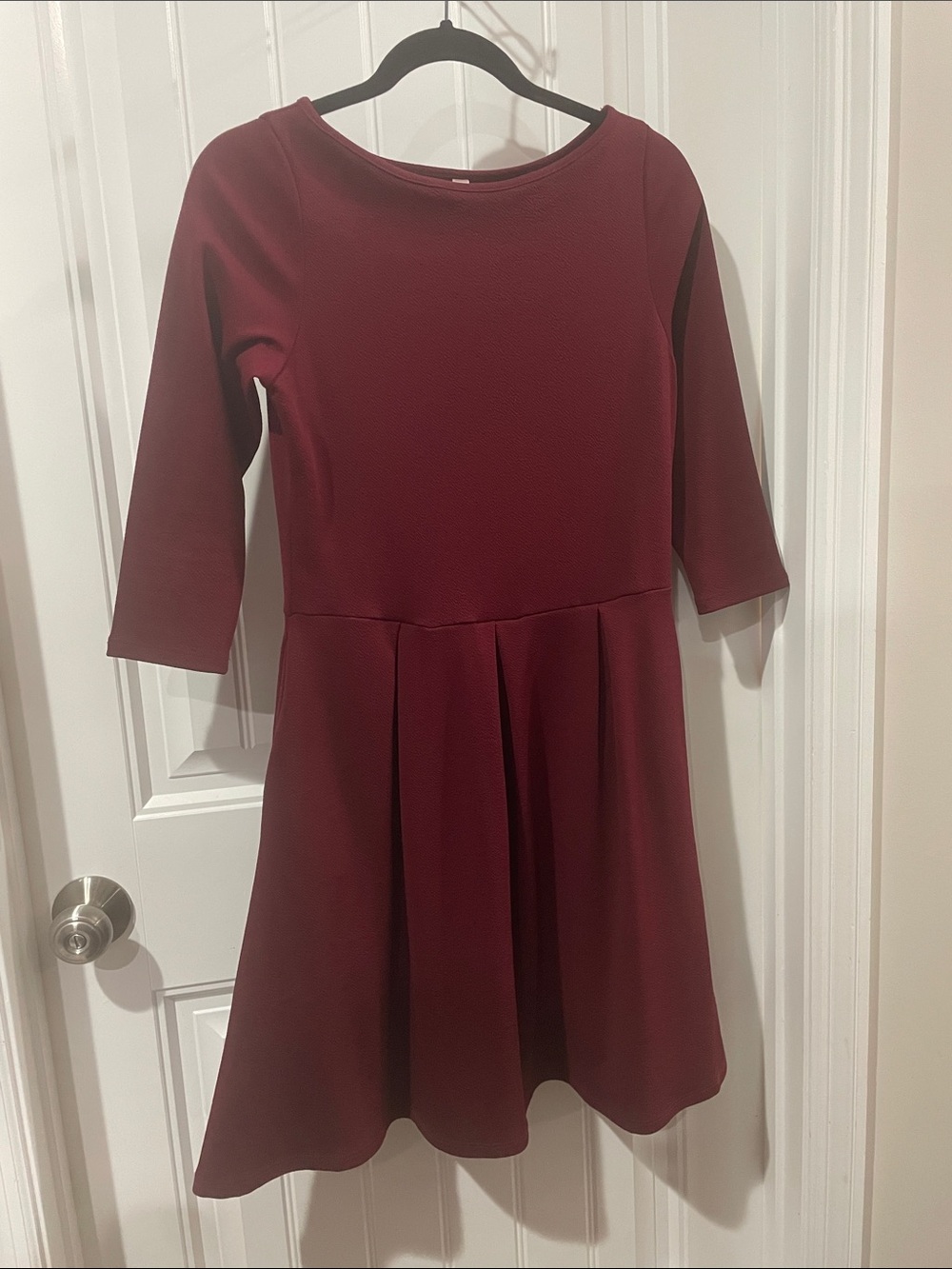Burgundy Fit & Flare Maternity Dress